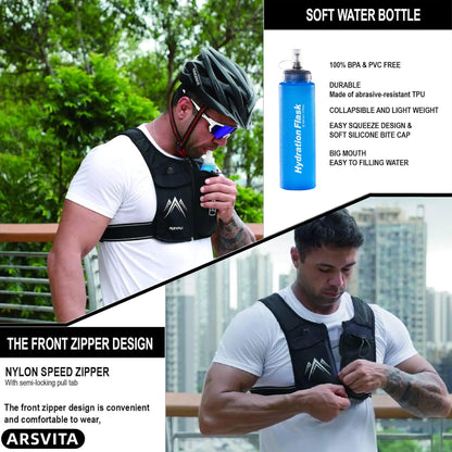 Reflective Hydration Running Vest – 500ml Water Bottle & Phone Holder