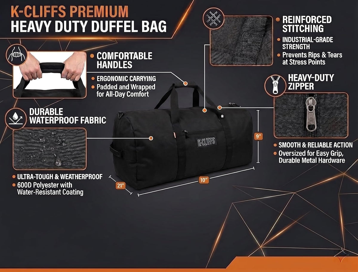 Heavy-Duty Cargo Duffel Bag – Large Gear & Equipment Travel Bag