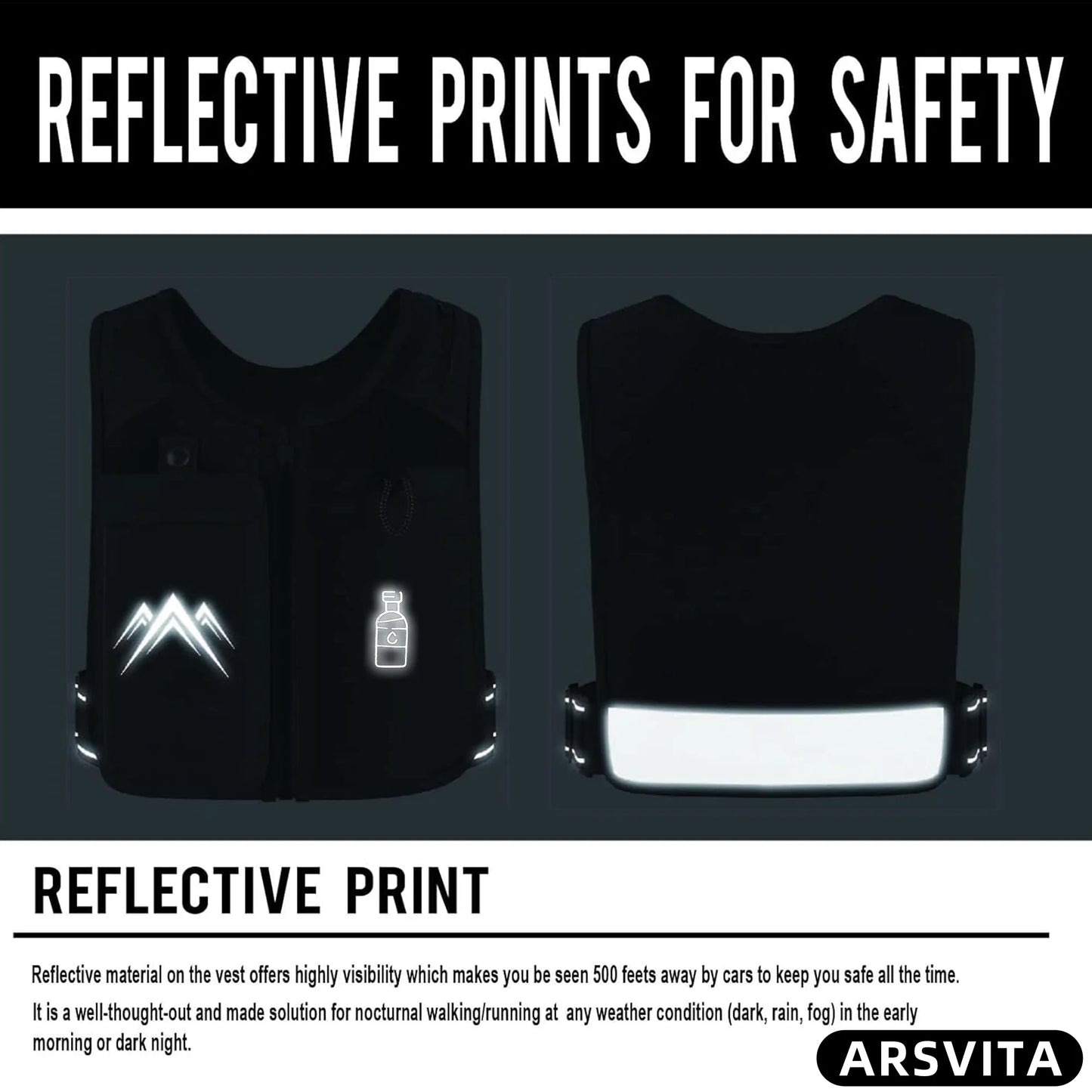 Reflective Hydration Running Vest – 500ml Water Bottle & Phone Holder