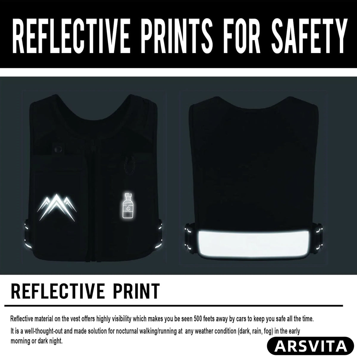 Reflective Hydration Running Vest – 500ml Water Bottle & Phone Holder