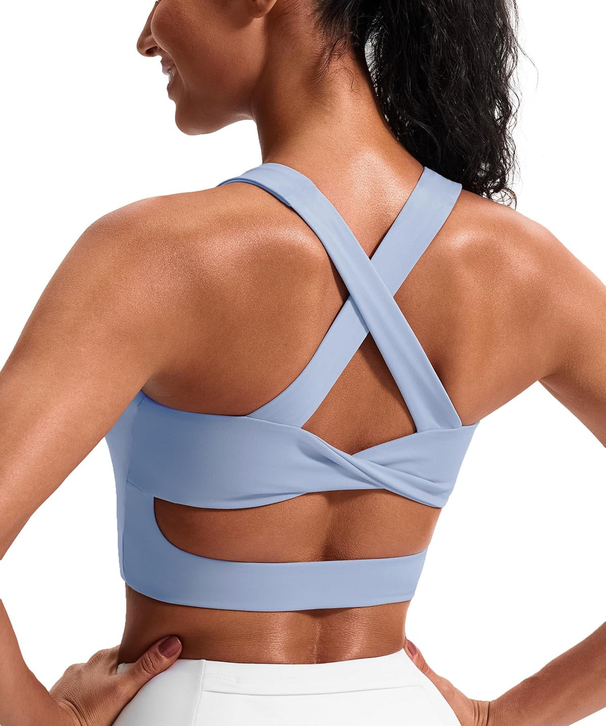 Women's Criss-Cross Back Padded Sports Bras - Medium Support Workout Crop Tops