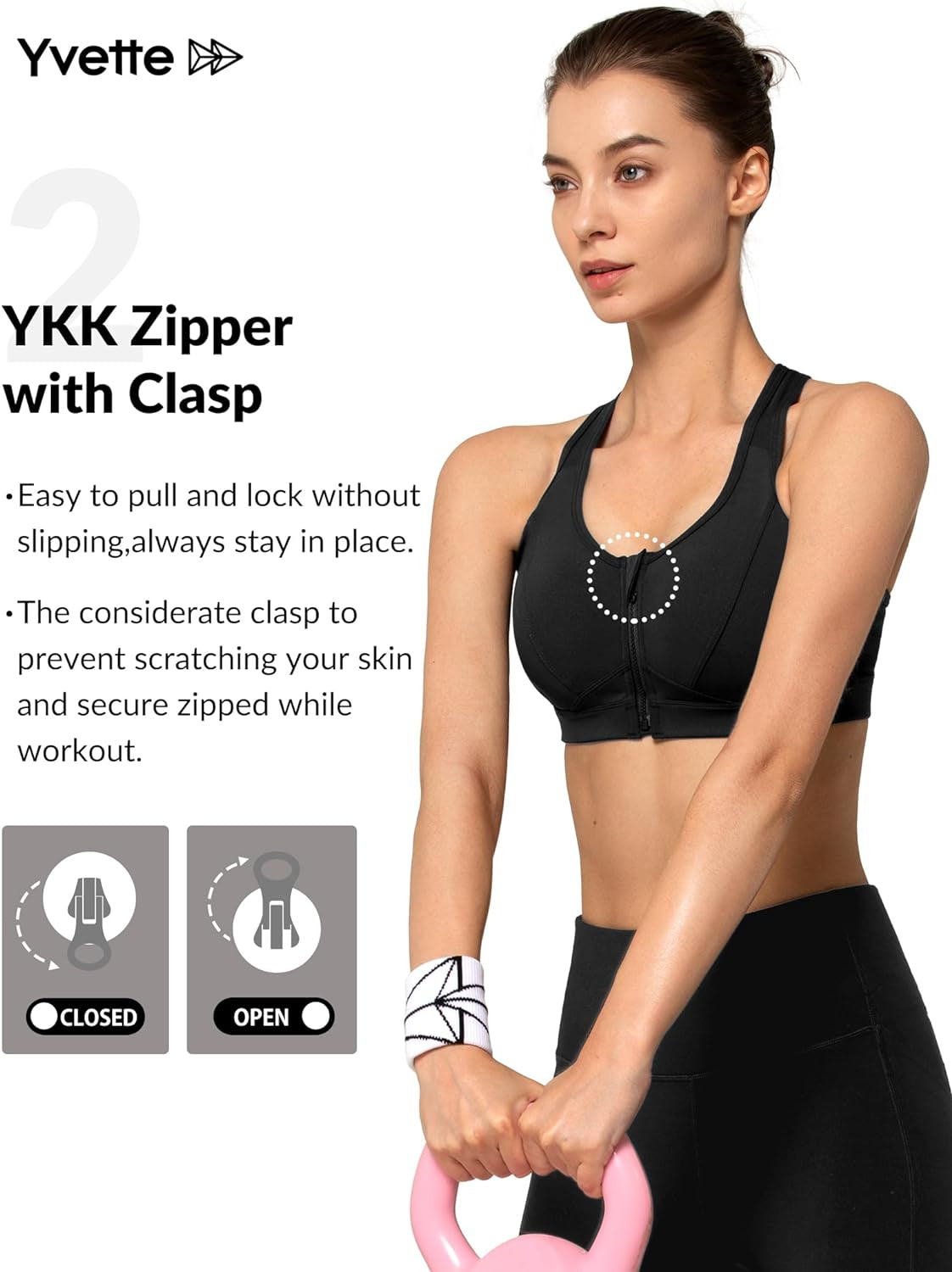 Women’s Zip-Front High-Impact Sports Bra – Supportive Athletic Bra