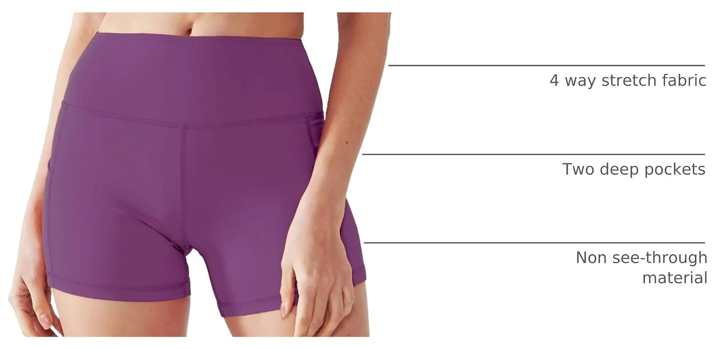 Women’s High-Waisted Athletic Shorts – Stretch Workout Shorts with Deep Pockets