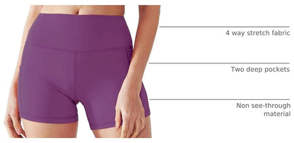 Women’s High-Waisted Athletic Shorts – Stretch Workout Shorts with Deep Pockets