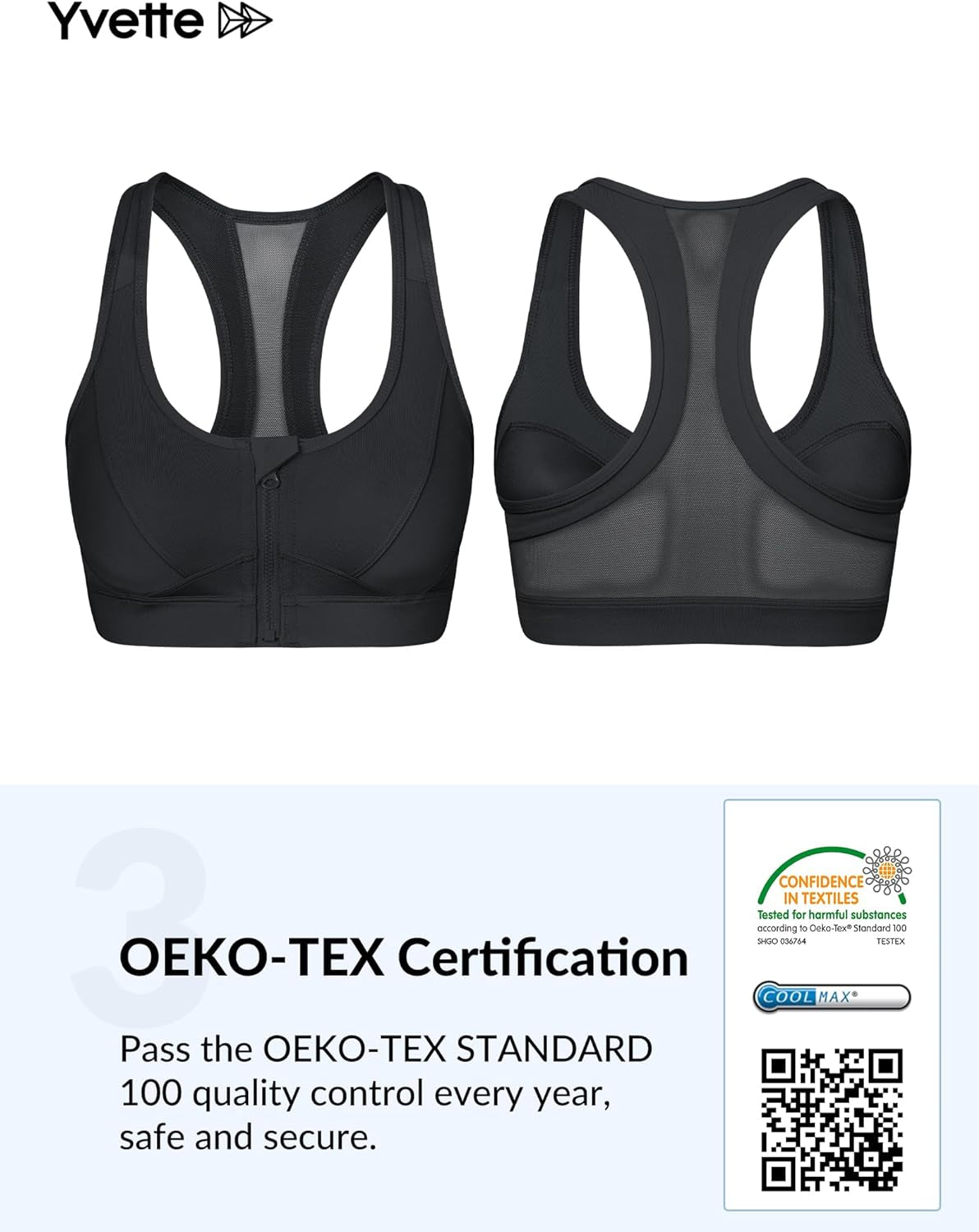 Women’s Zip-Front High-Impact Sports Bra – Supportive Athletic Bra