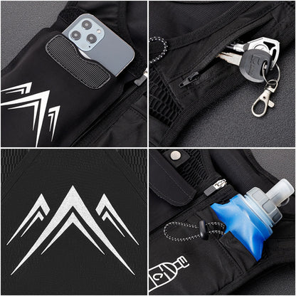 Reflective Hydration Running Vest – 500ml Water Bottle & Phone Holder