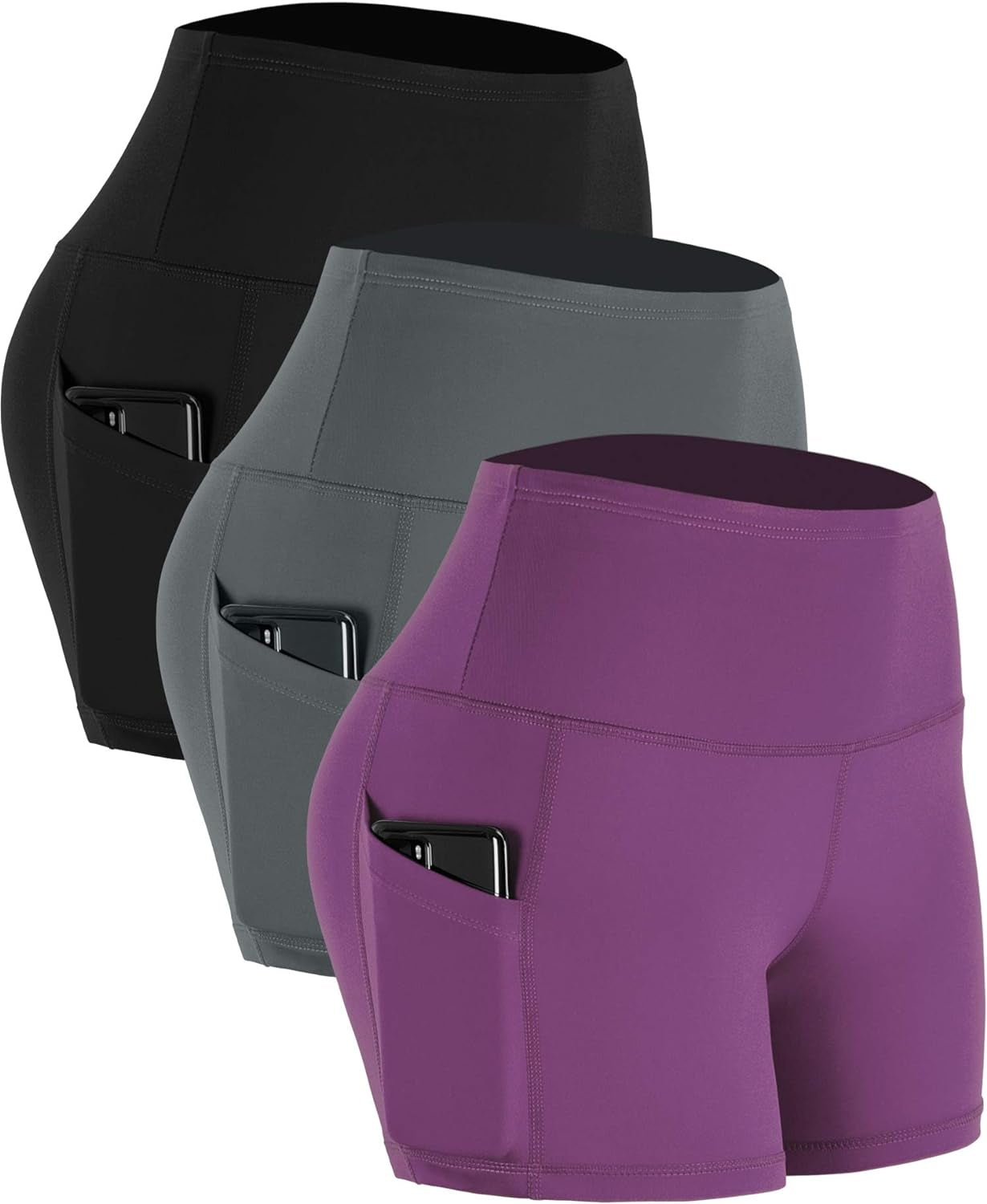Women’s High-Waisted Athletic Shorts – Stretch Workout Shorts with Deep Pockets