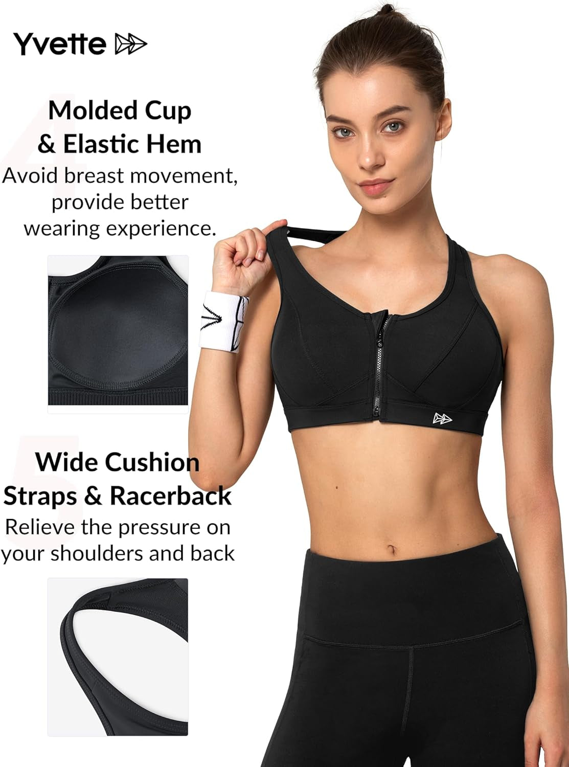Women’s Zip-Front High-Impact Sports Bra – Supportive Athletic Bra