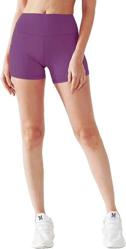 Women’s High-Waisted Athletic Shorts – Stretch Workout Shorts with Deep Pockets