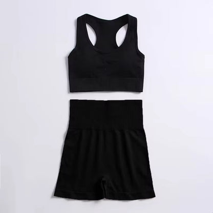 Women’s Seamless 2-Piece Workout Set – Long Sleeve Crop Top & High-Waisted Leggings