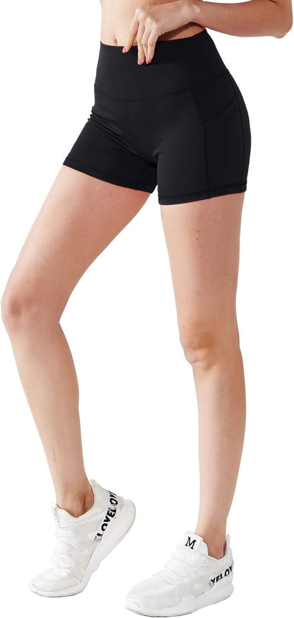 Women’s High-Waisted Athletic Shorts – Stretch Workout Shorts with Deep Pockets