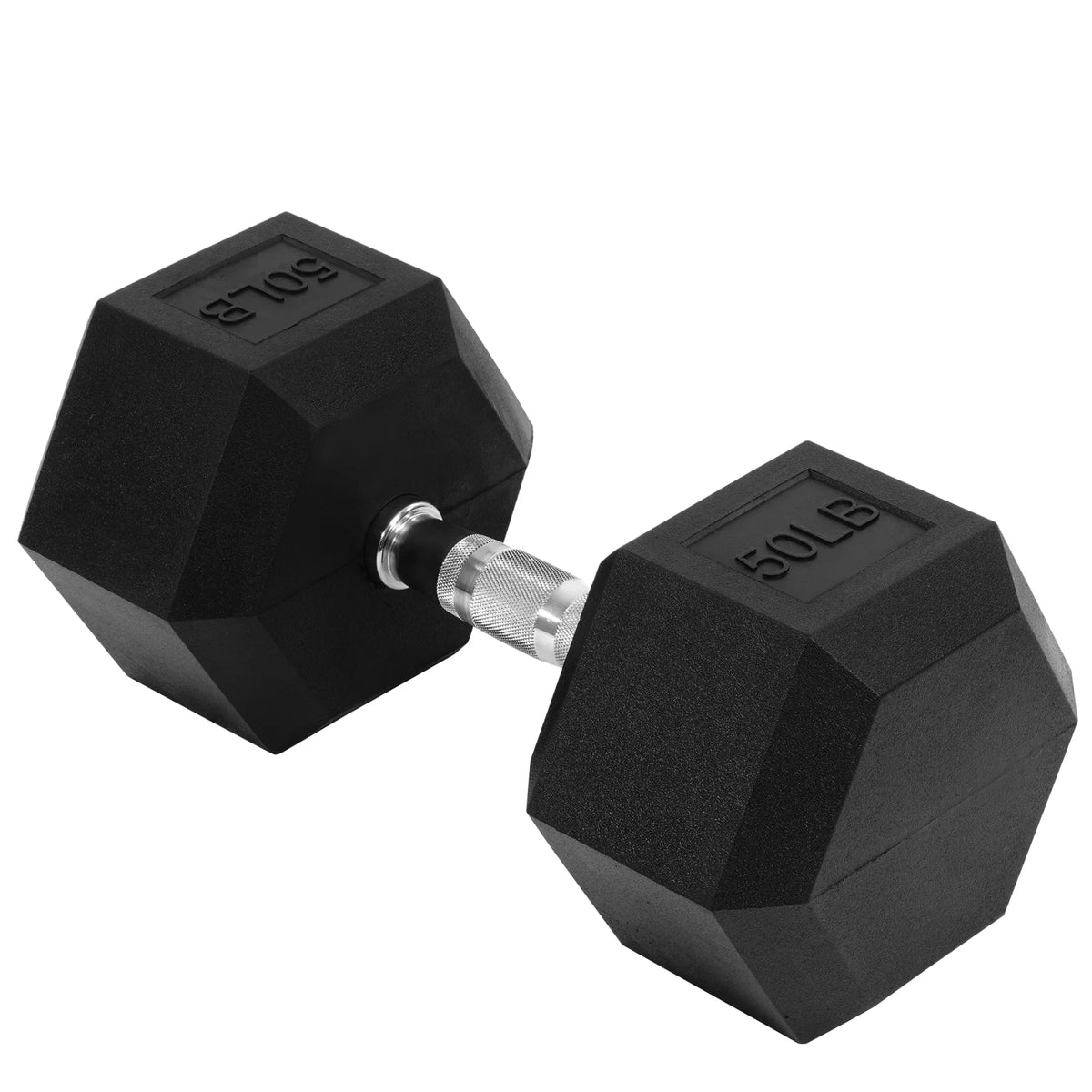 50 lb Rubber Encased Hex Dumbbell – Single Strength Training Weight