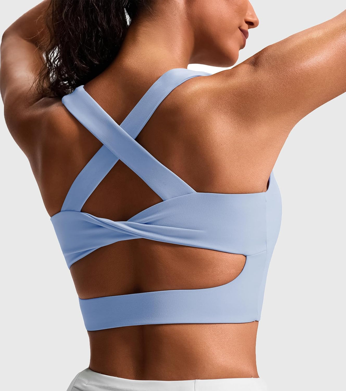 Women's Criss-Cross Back Padded Sports Bras - Medium Support Workout Crop Tops