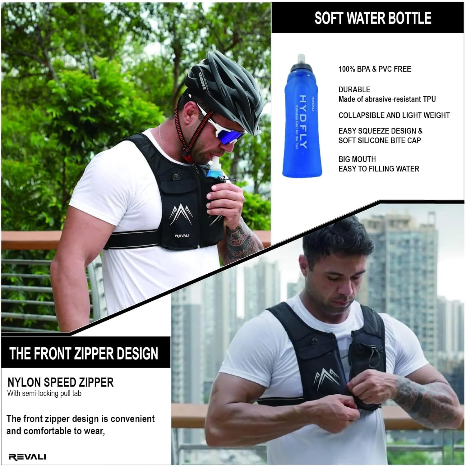 Reflective Hydration Running Vest – 500ml Water Bottle & Phone Holder