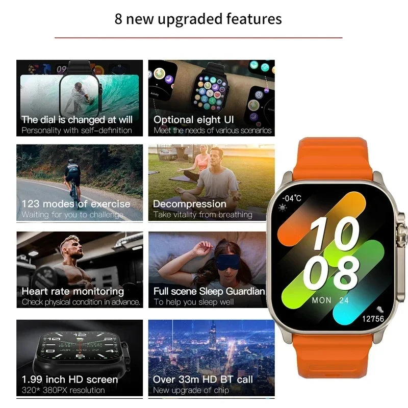 Smart Fitness Watch – 2.01" HD Display with Bluetooth Calling & Multi-Sport Tracking (For Android & IOS)