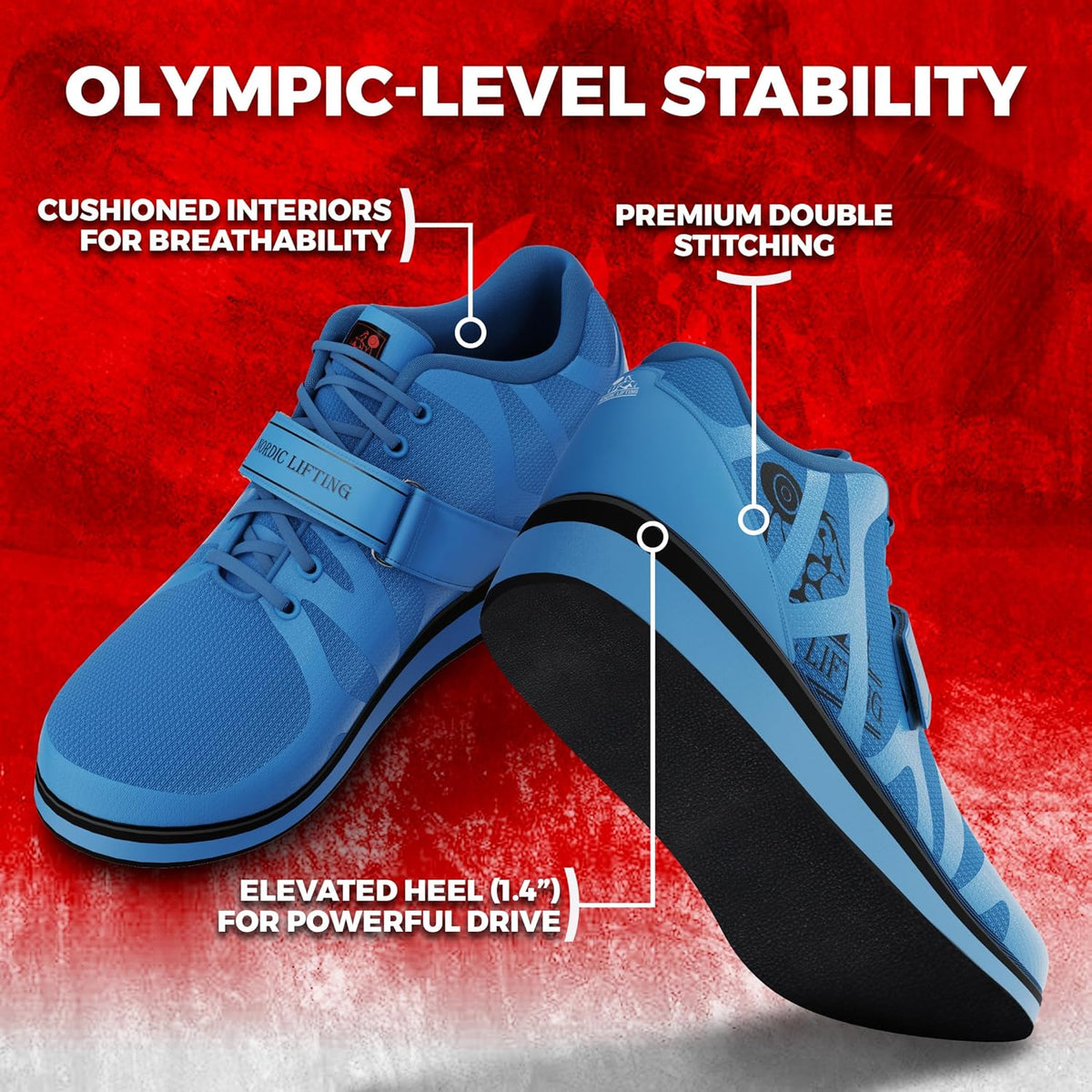 Nordic Lifting MEGIN Powerlifting Shoes – Elevated Heel Weightlifting Shoes