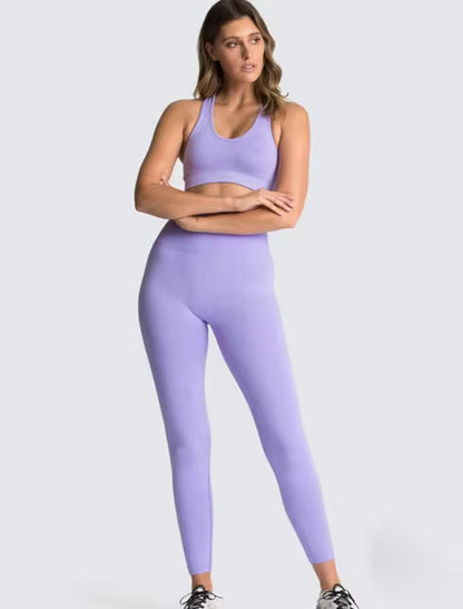 Women’s Seamless 2-Piece Workout Set – Long Sleeve Crop Top & High-Waisted Leggings