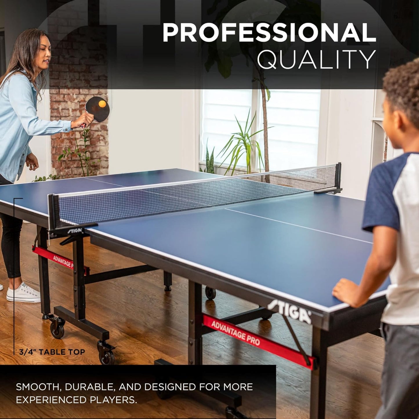 STIGA Advantage Series Indoor Table Tennis Table - Foldable Design with 13, 15, 18, and 25mm Tabletops - Quick 10-Minute Assembly - Playback Mode - Suitable for Recreational and Tournament Play