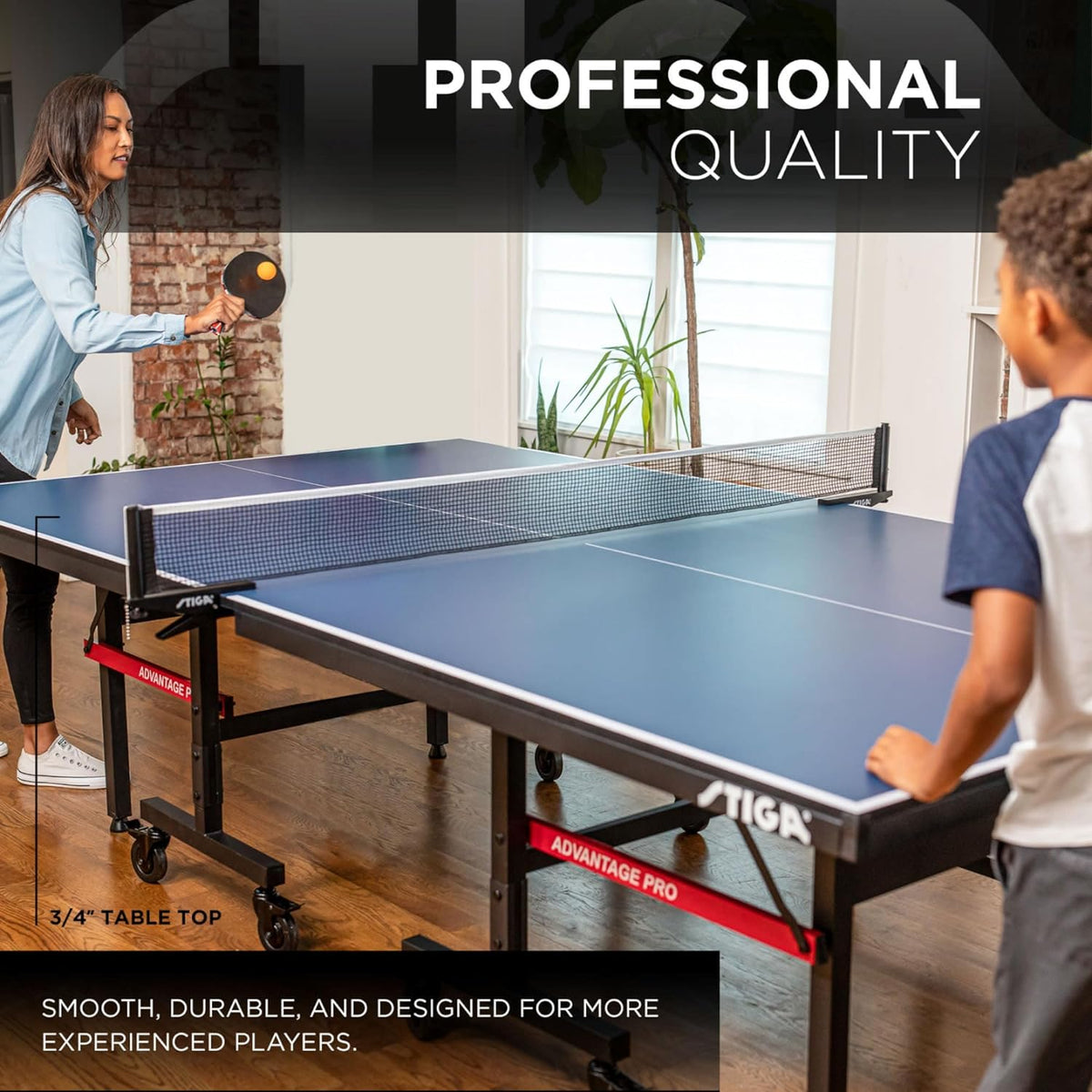 STIGA Advantage Series Indoor Table Tennis Table - Foldable Design with 13, 15, 18, and 25mm Tabletops - Quick 10-Minute Assembly - Playback Mode - Suitable for Recreational and Tournament Play