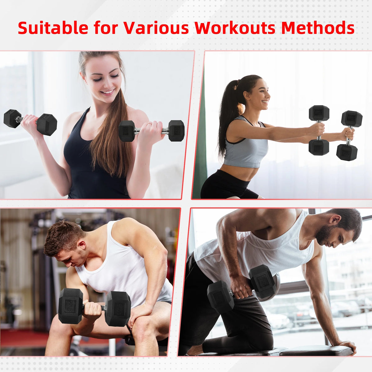 50 lb Rubber Encased Hex Dumbbell – Single Strength Training Weight