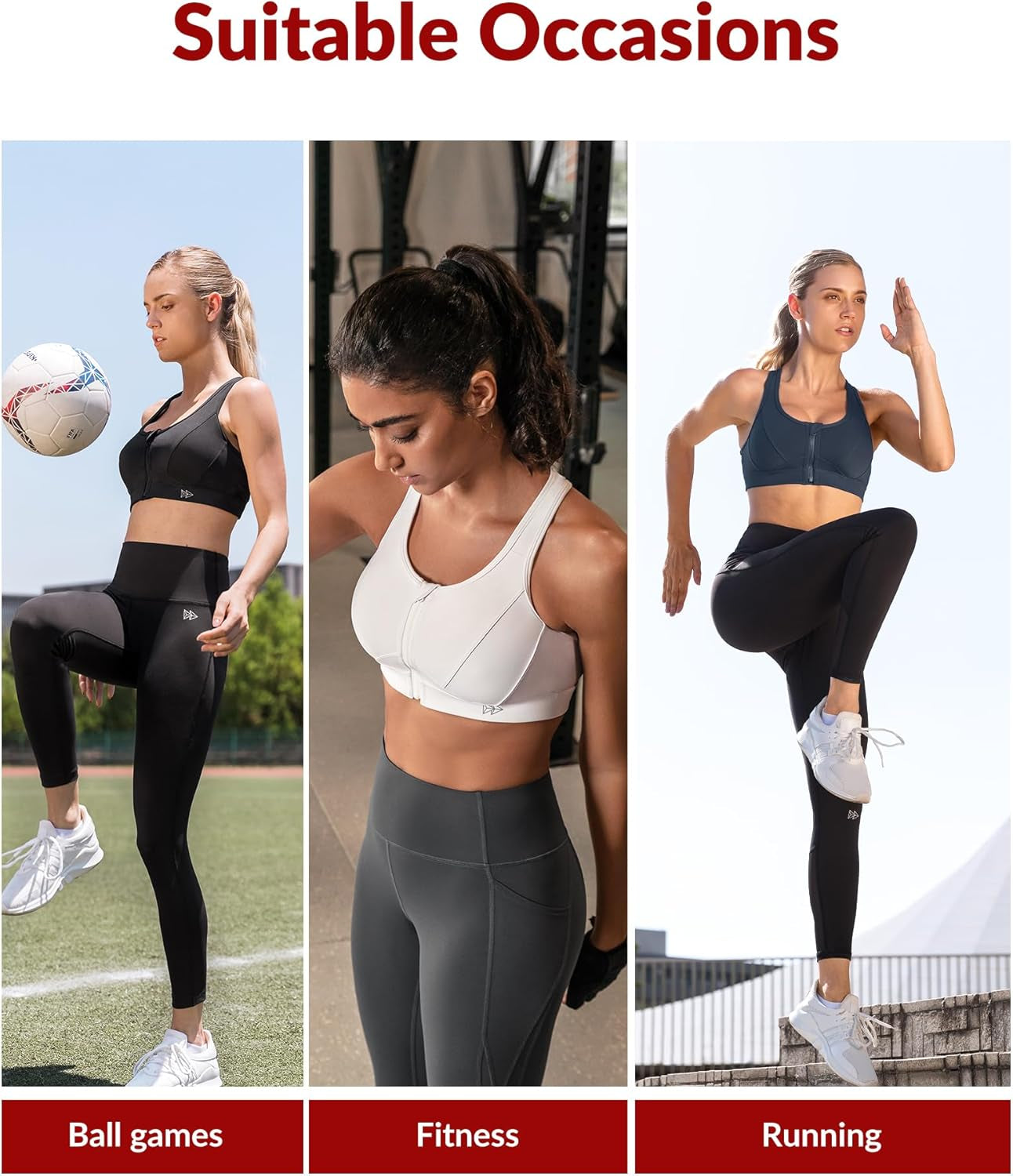 Women’s Zip-Front High-Impact Sports Bra – Supportive Athletic Bra